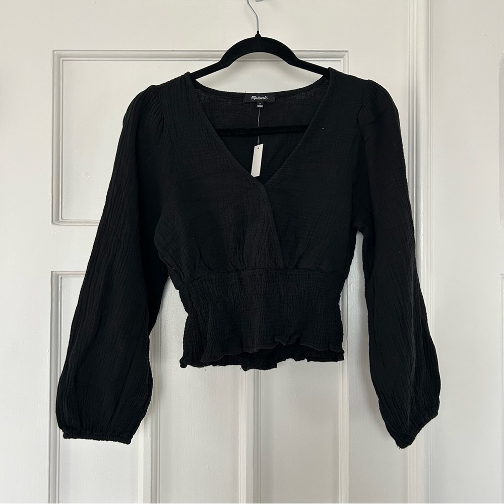 Madewell Black V-Neck Blouse